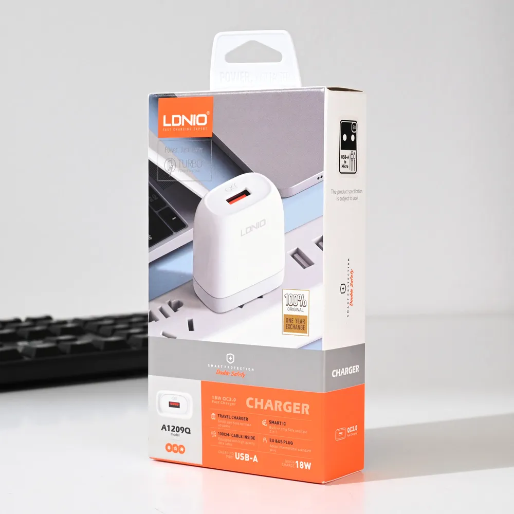 Kucni punjac LDNIO A1209Q QC3.0, 18W sa Type C kablom beli
