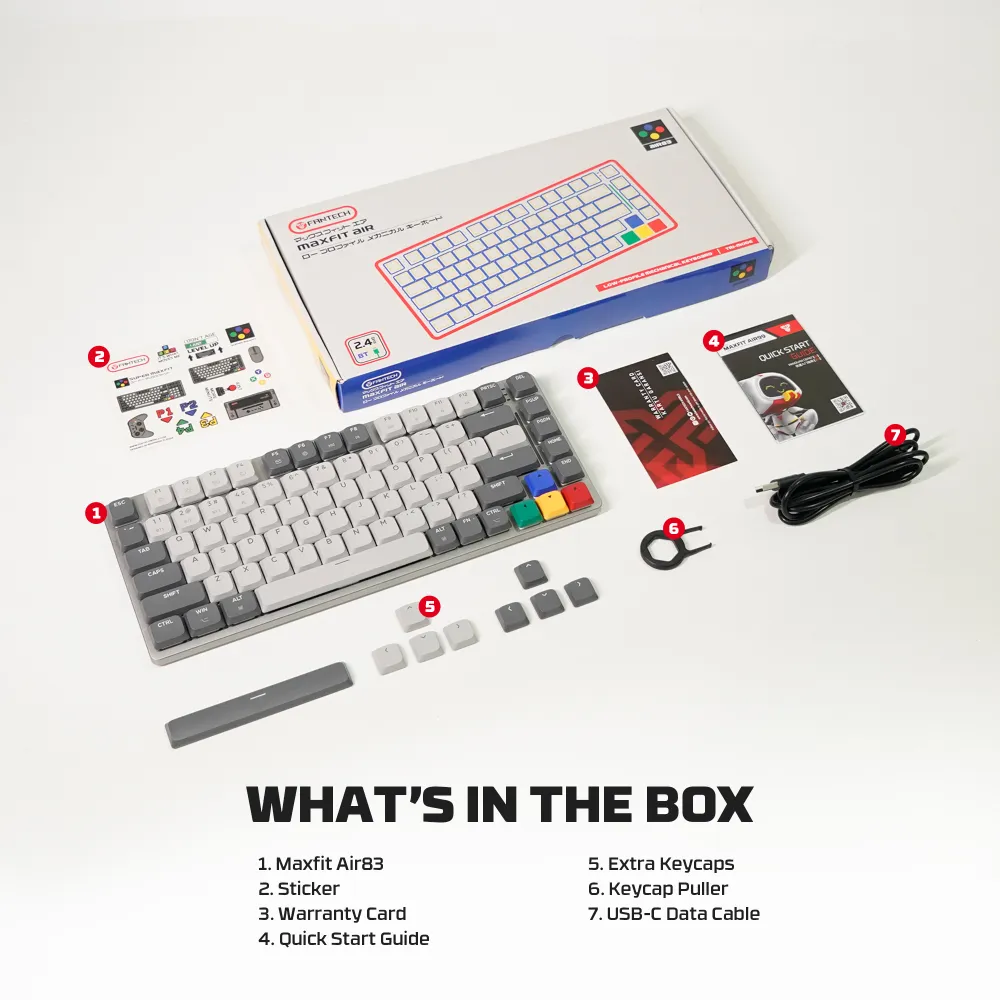 Tastatura Mehanicka Gaming Fantech MK915 RGB Maxfit AIR83 Wireless grey (brown switch)