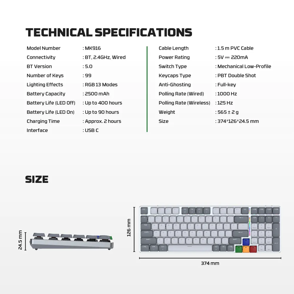 Tastatura Mehanicka Gaming Fantech MK916 RGB Maxfit AIR99 Wireless grey (brown switch)