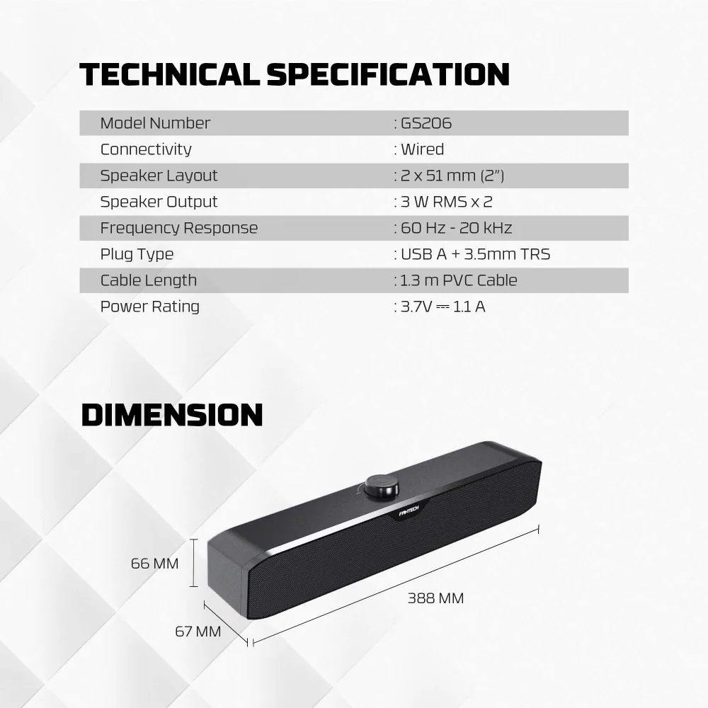 Bluetooth zvucnik Fantech GS206 GROOVE BAR LITE crni