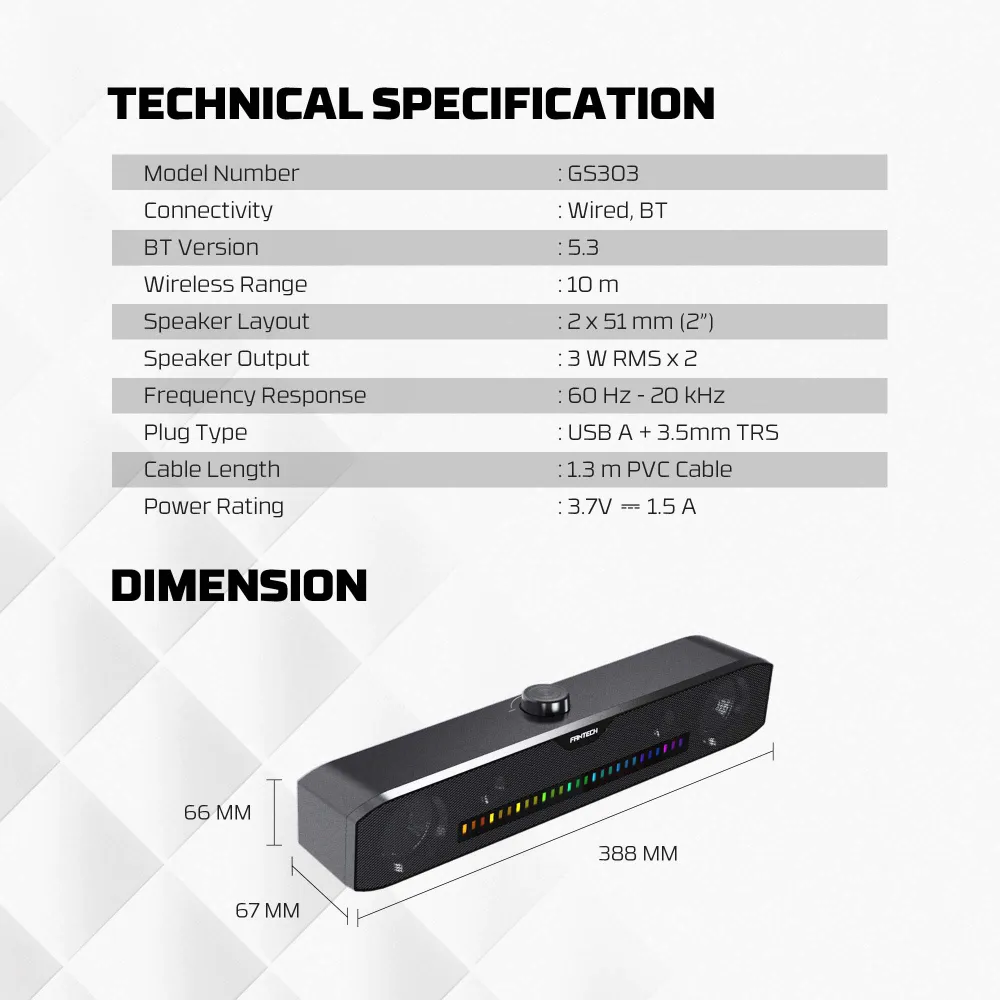 Bluetooth zvucnik Fantech GS303 GROOVE BAR crni