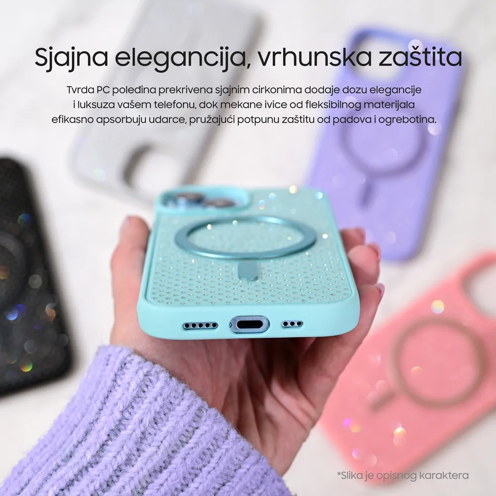 Maska Magsafe Crystal Glow za iPhone 15 Pro Max 6.7 ljubicasta