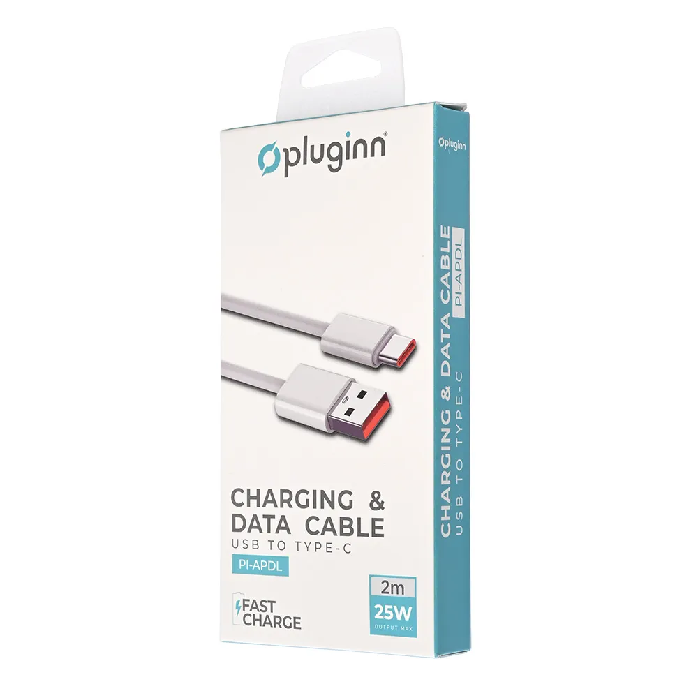 Data kabl Pluginn fast 25W USB na Type C beli 2m