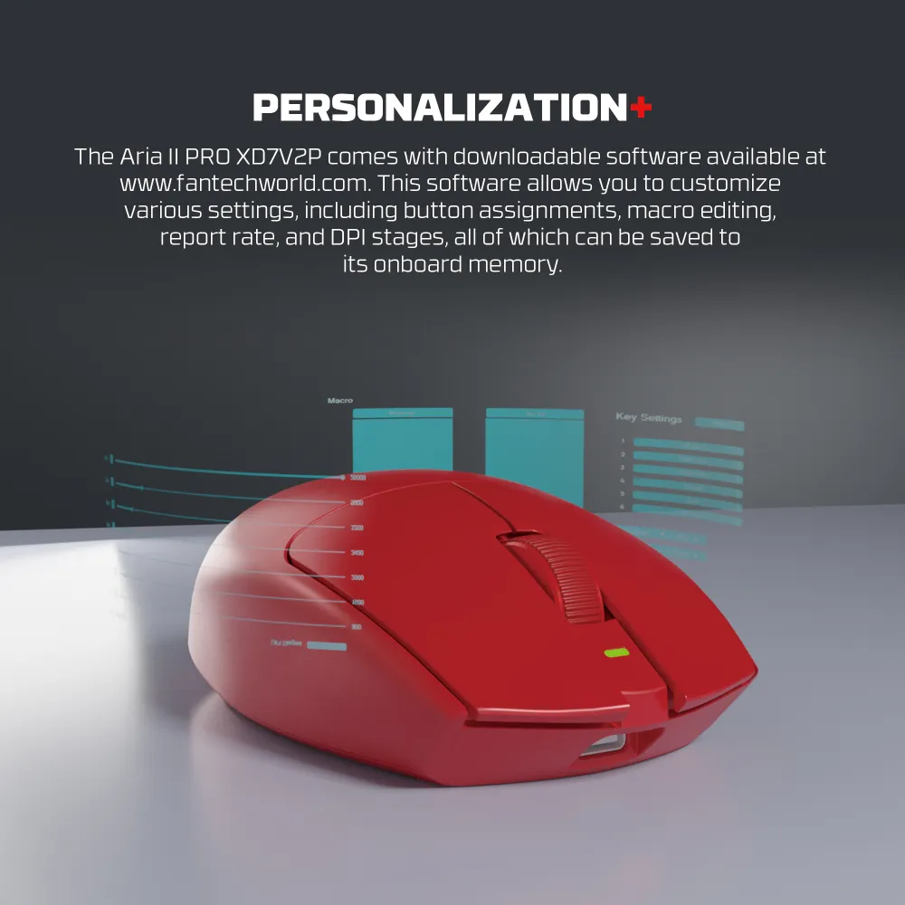 Mis Wireless Gaming Fantech XD7V2P Aria II PRO crveni