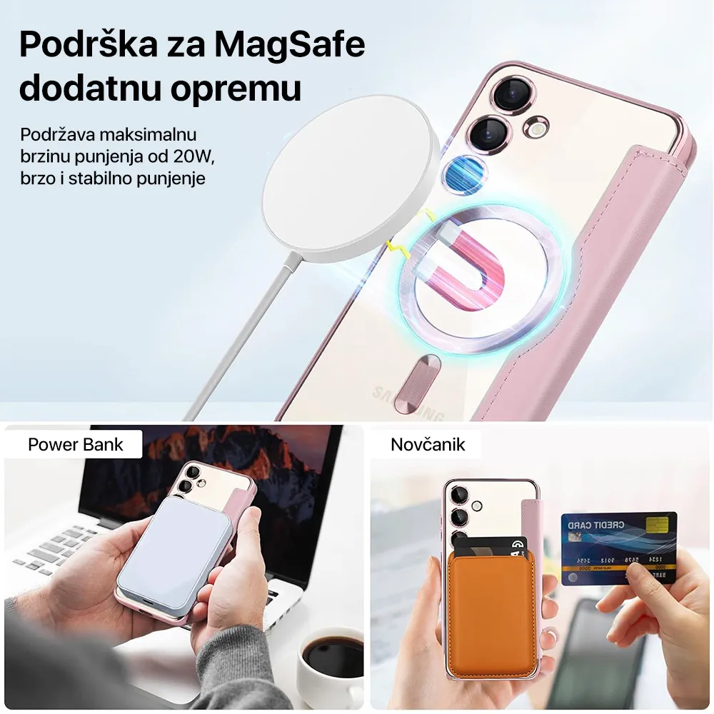 Maska Magsafe Lux Bi Fold za Samsung A366B Galaxy A36 roze