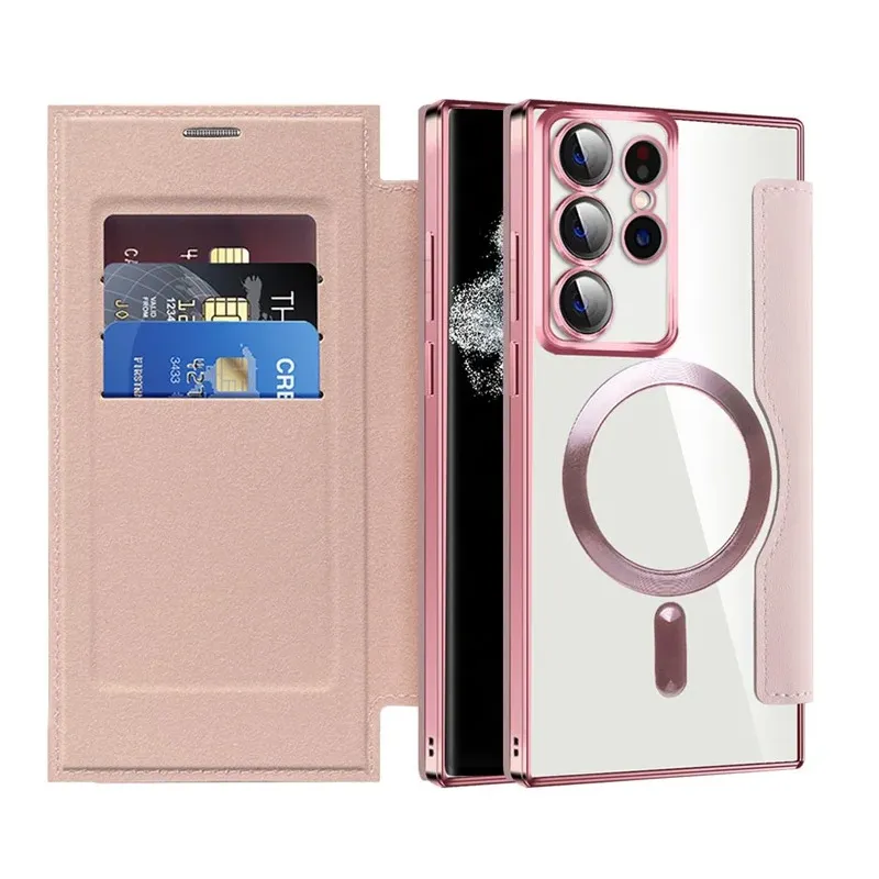 Maska Magsafe Lux Bi Fold za Samsung S908B Galaxy S22 Ultra roze