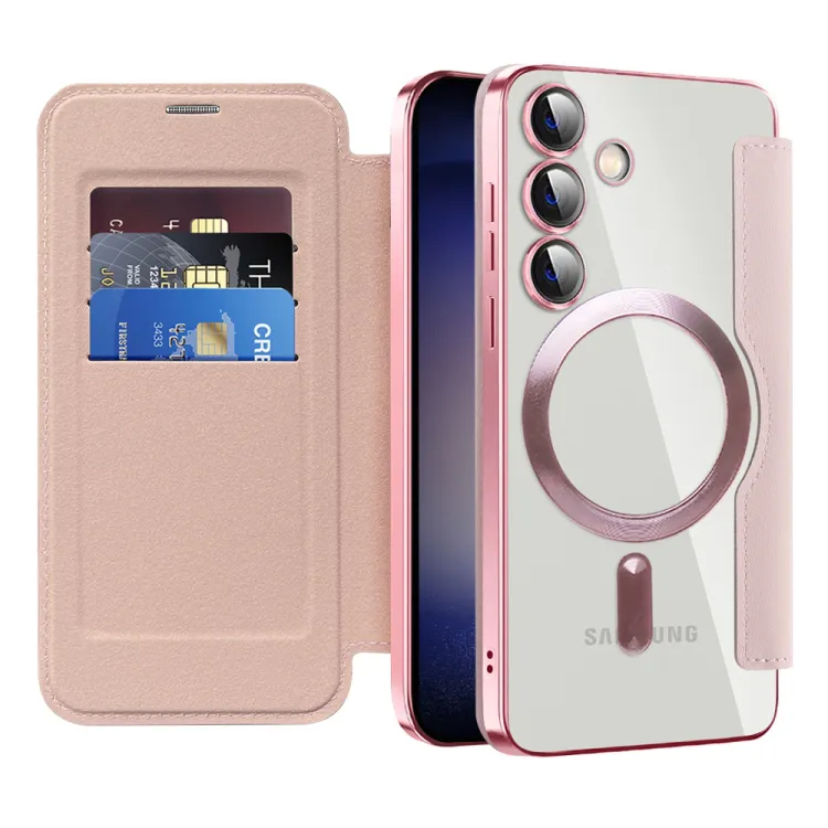 Maska Magsafe Lux Bi Fold za Samsung S921B Galaxy S24 roze