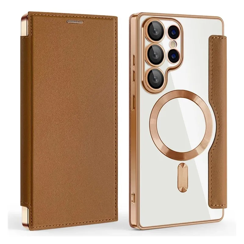 Maska Magsafe Lux Bi Fold za Samsung S938B Galaxy S25 Ultra braon