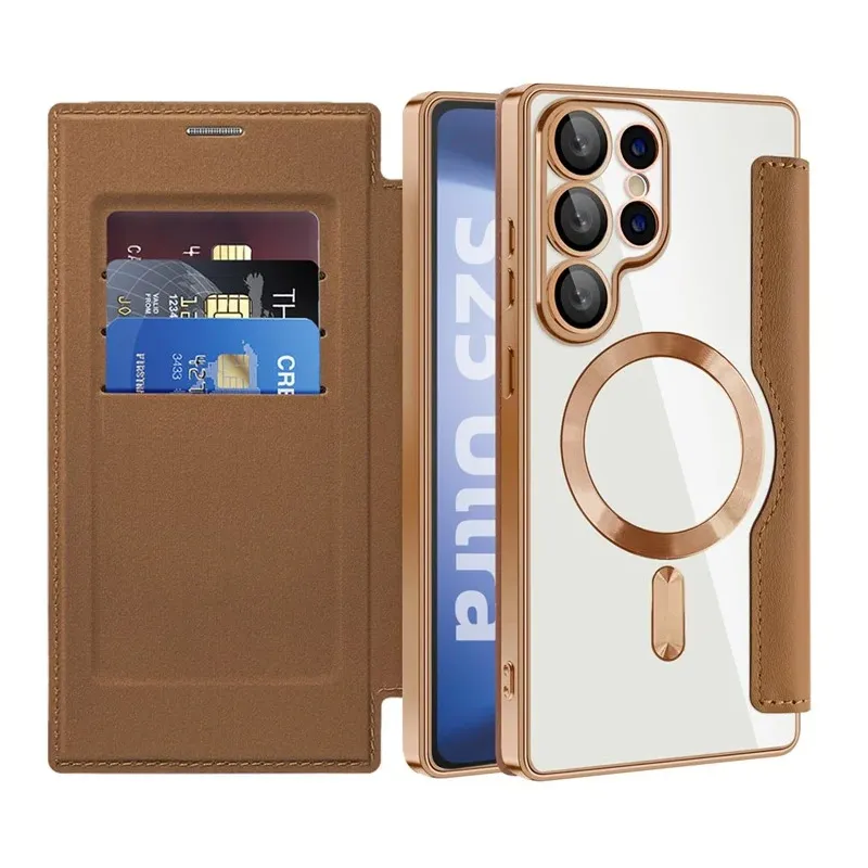 Maska Magsafe Lux Bi Fold za Samsung S938B Galaxy S25 Ultra braon