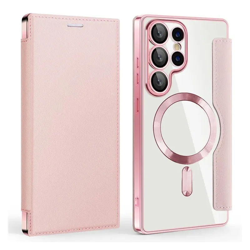 Maska Magsafe Lux Bi Fold za Samsung S938B Galaxy S25 Ultra roze