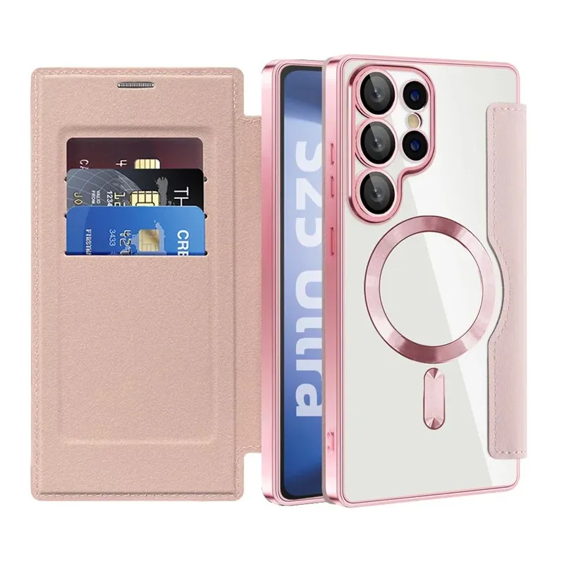 Maska Magsafe Lux Bi Fold za Samsung S938B Galaxy S25 Ultra roze