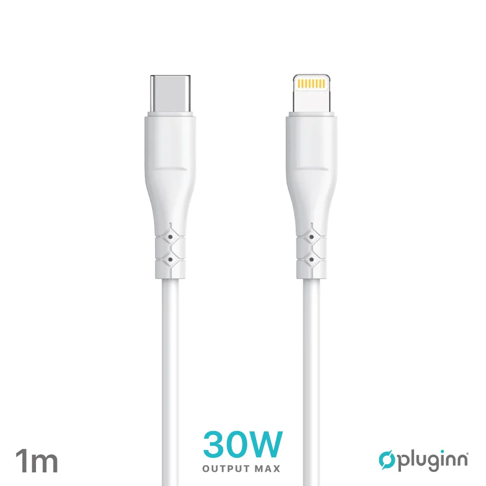 Data kabl Pluginn PI-PDL 30W Type C na Lightning beli 1m