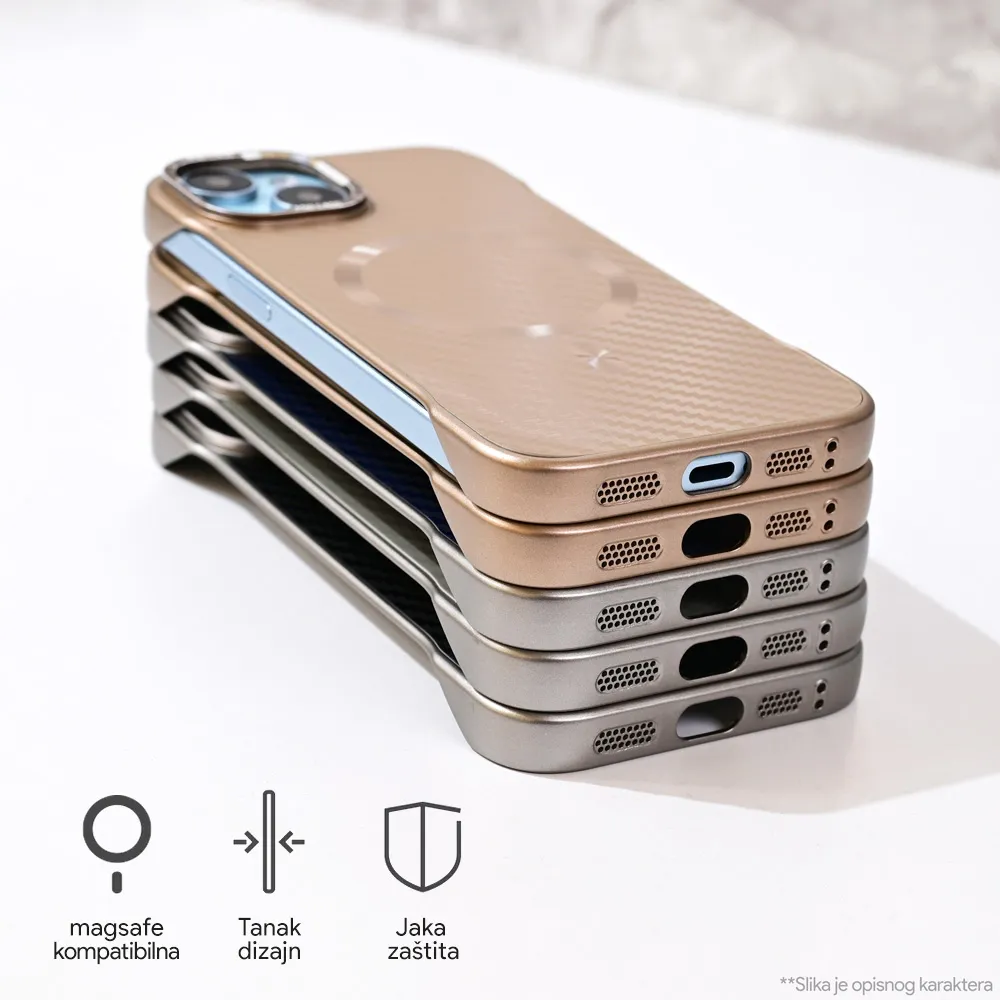 Maska Magsafe Carbon za iPhone 15 Pro Max 6.7 braon
