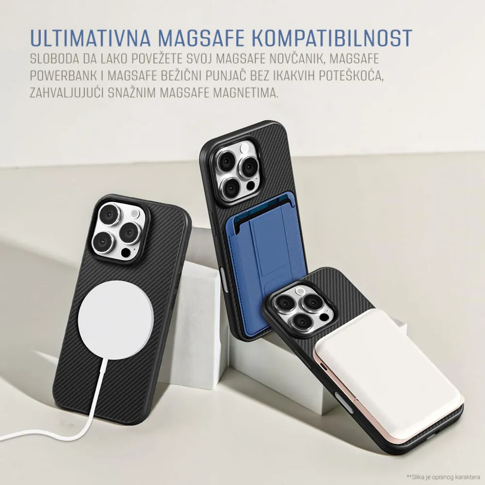 Maska Magsafe Kevlar za iPhone 15 Pro 6.1 crna