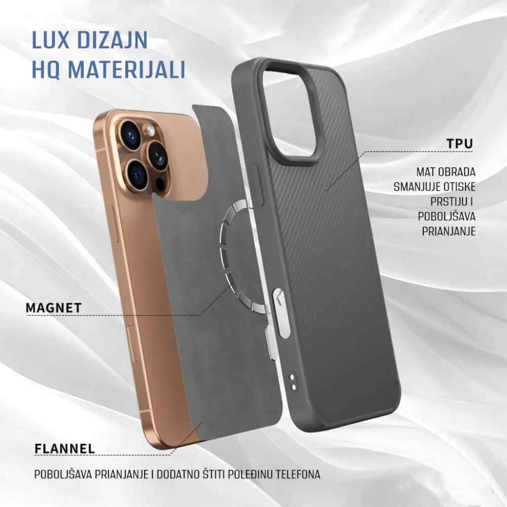 Maska Magsafe Kevlar za iPhone 16 Pro Max 6.9 siva