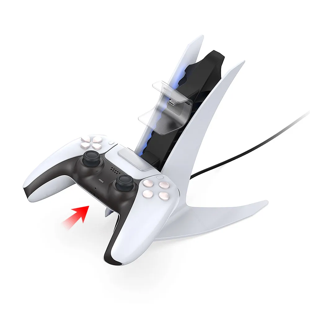 Dobe TP5-0557 stalak-punjac za dva gamepada sa osvetljenjem PS5 beli