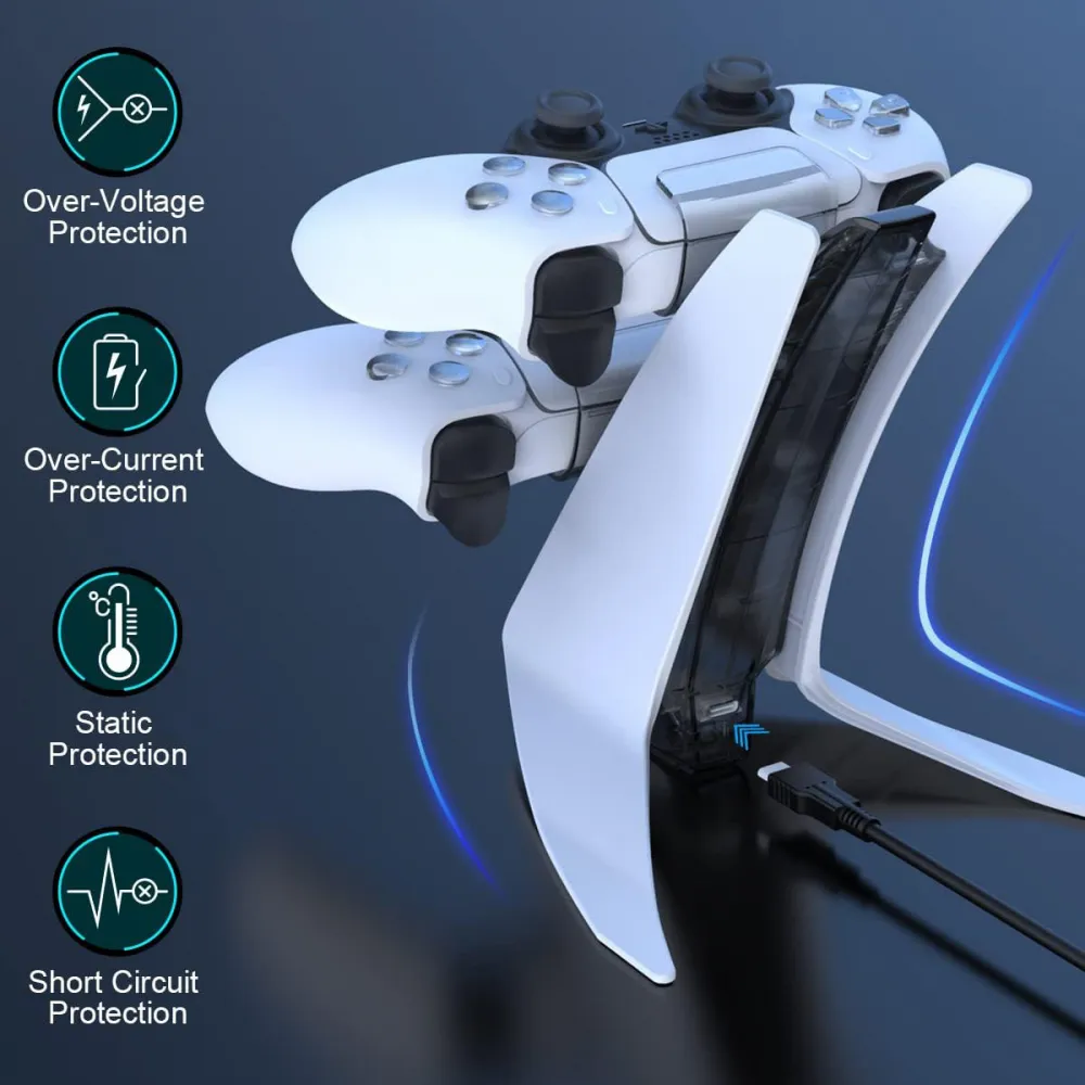 Dobe TP5-0557 stalak-punjac za dva gamepada sa osvetljenjem PS5 beli