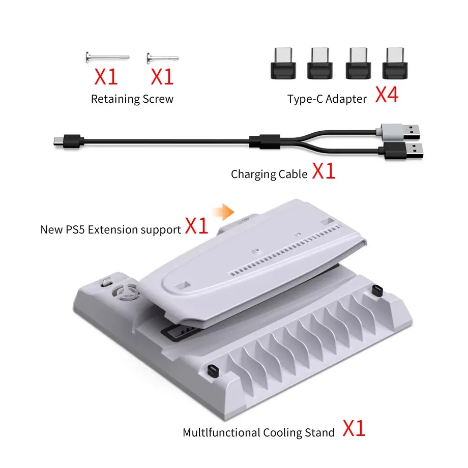 Dobe TP5-3537B multifunkcionalni punjac i cooler za PS5 konzolu