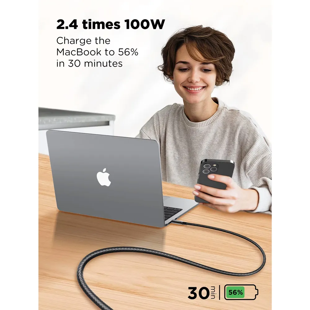 Data kabl LDNIO LC921c -240W Type C na Type C crni 1m