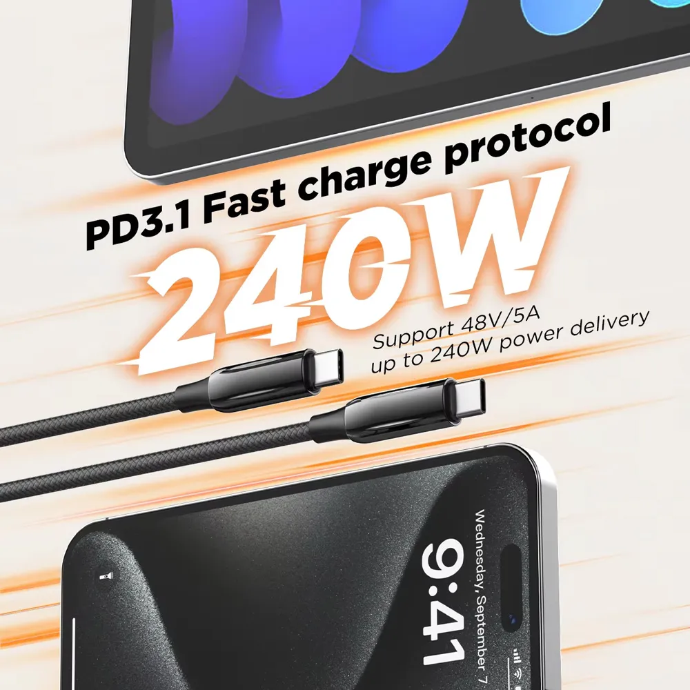 Data kabl LDNIO LC921c -240W Type C na Type C crni 1m