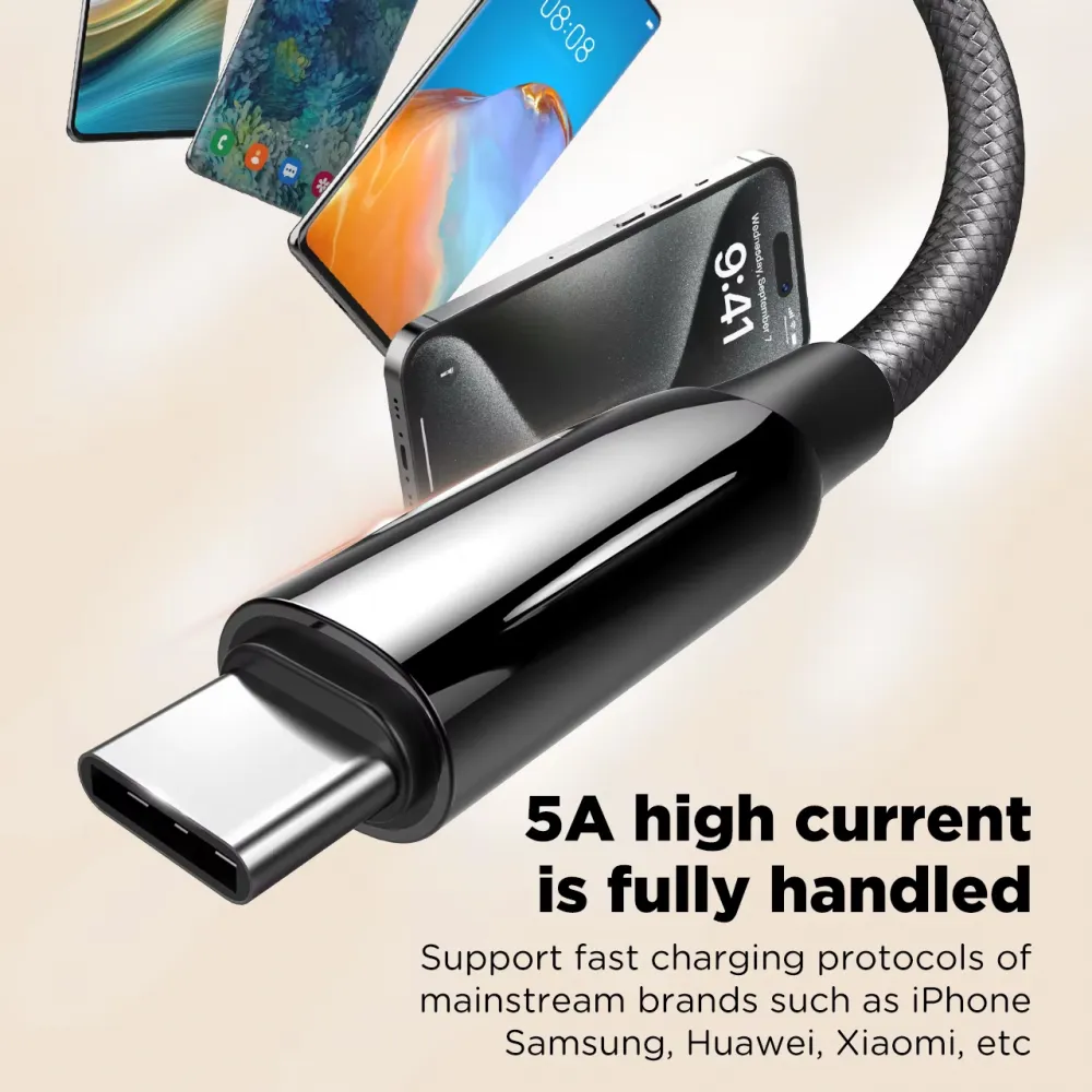 Data kabl LDNIO LC921c -240W Type C na Type C crni 1m