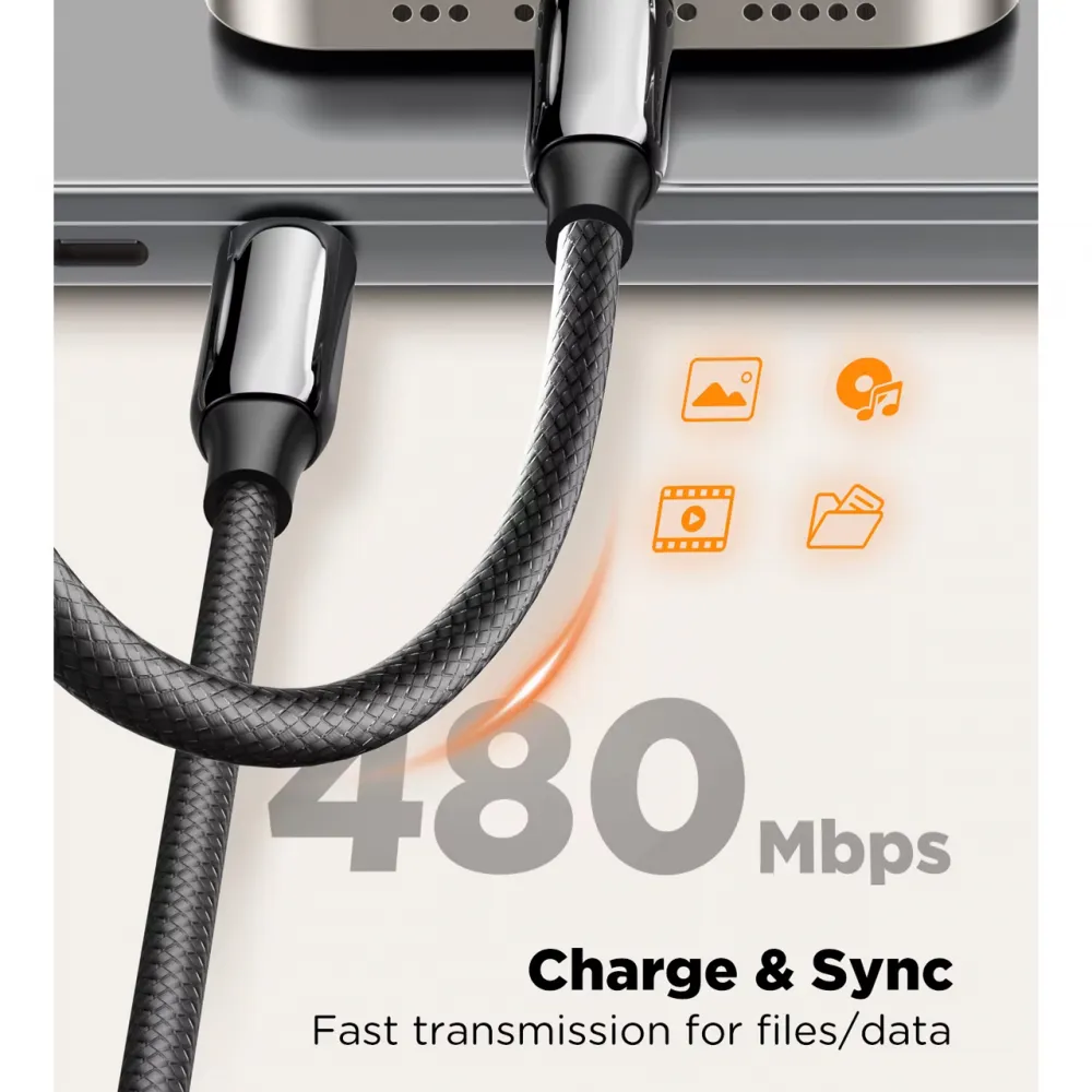 Data kabl LDNIO LC921c -240W Type C na Type C crni 1m