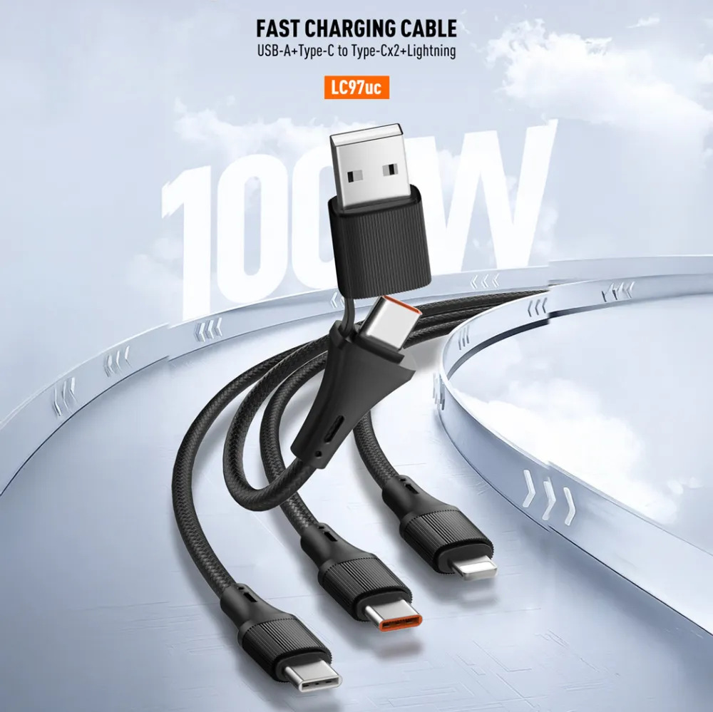 Data kabl LDNIO LC97 uc 100W 4 u 1 crni 1.2m