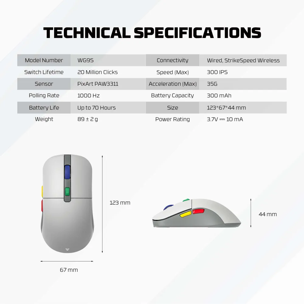 Mis Wireless Gaming Fantech WG9S Kanata S sivi