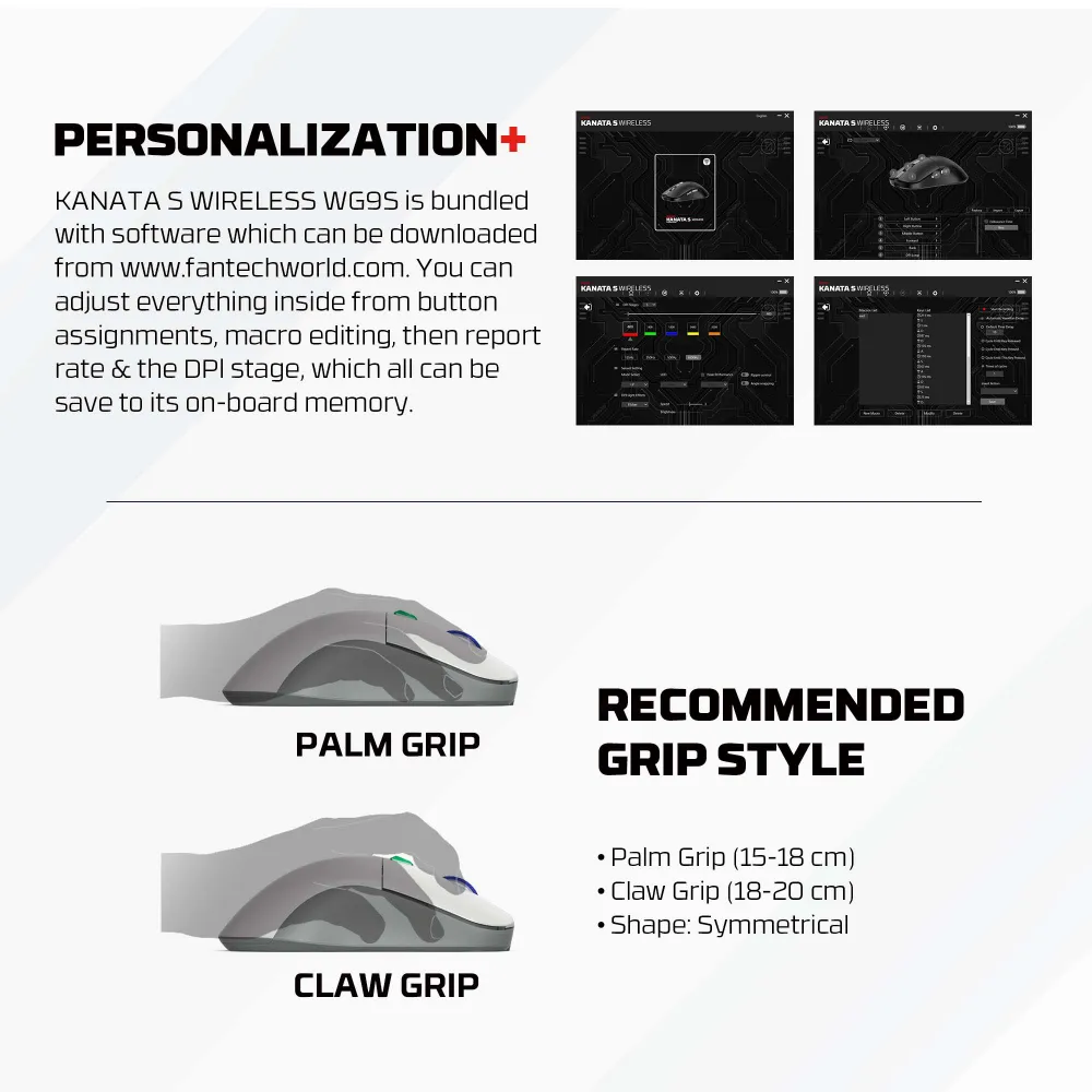 Mis Wireless Gaming Fantech WG9S Kanata S sivi