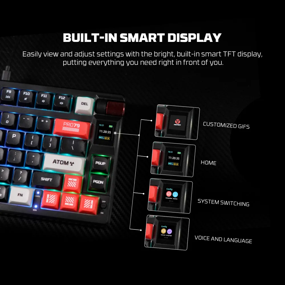 Tastatura Mehanicka Gaming Fantech MK917 RGB Atom PRO79 Wireless crna (Blue switch)