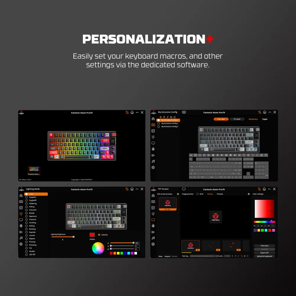 Tastatura Mehanicka Gaming Fantech MK917 RGB Atom PRO79 Wireless crna (Blue switch)