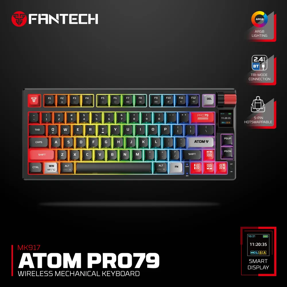 Tastatura Mehanicka Gaming Fantech MK917 RGB Atom PRO79 Wireless crna (Blue switch)