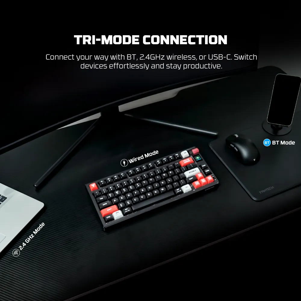 Tastatura Mehanicka Gaming Fantech MK917 RGB Atom PRO79 Wireless bela (Blue switch)