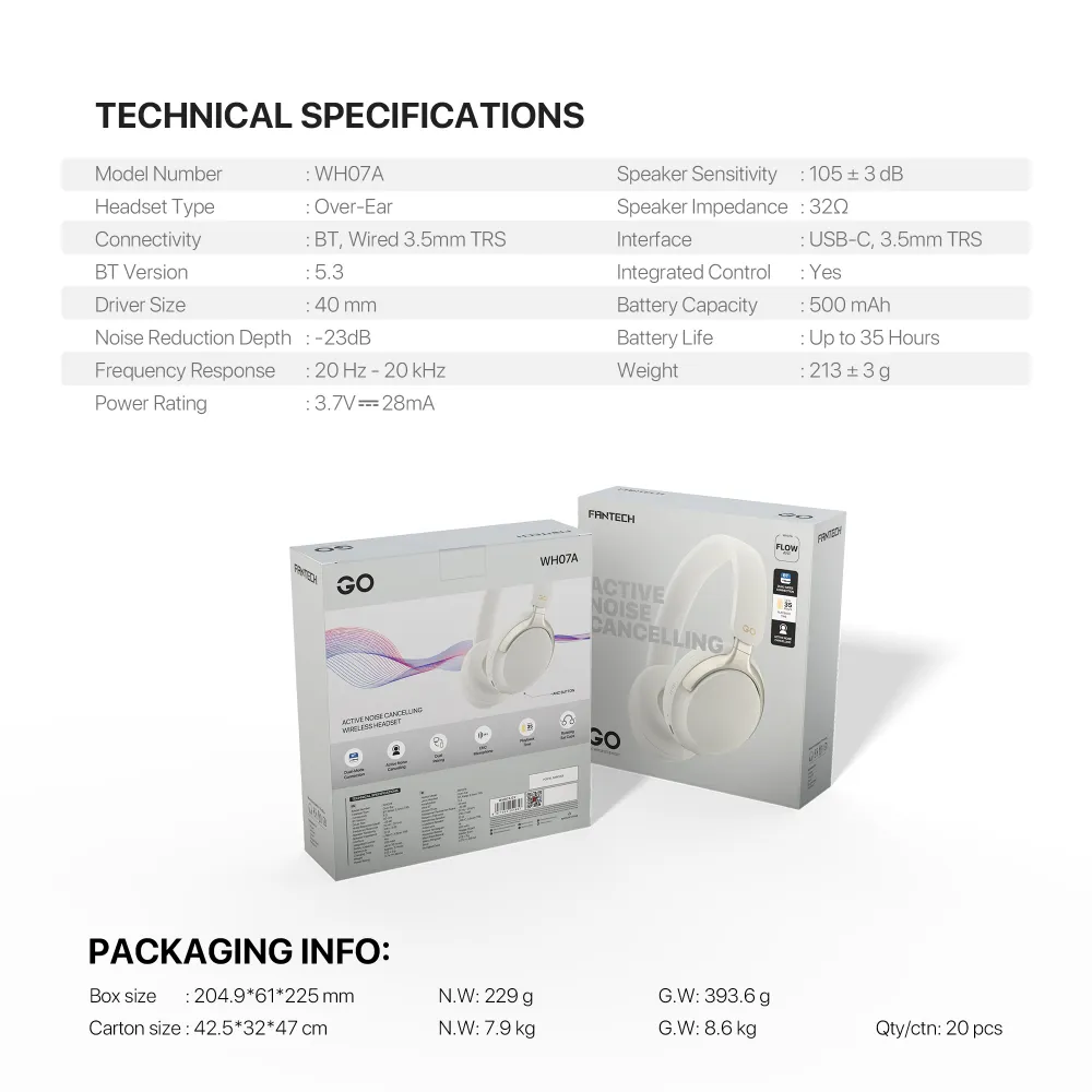 Bluetooth slusalice Fantech GO Flow WH07A sive
