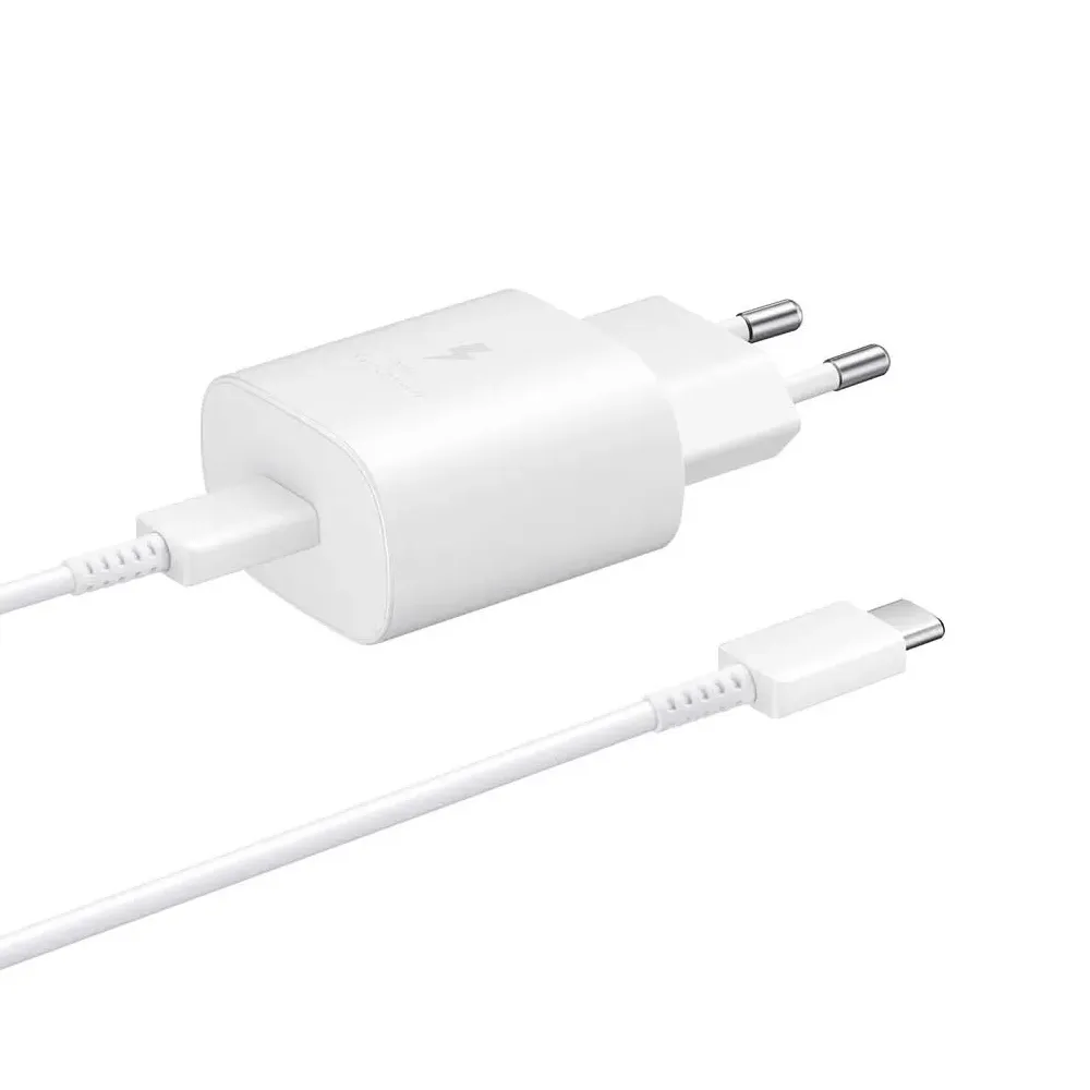 Kucni punjac PD Fast charger 25W za Samsung sa PD Type C kablom CE beli