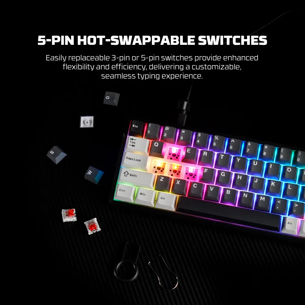 Tastatura Mehanicka Gaming Fantech MK919 Atom PRO66 crna (Red switch)