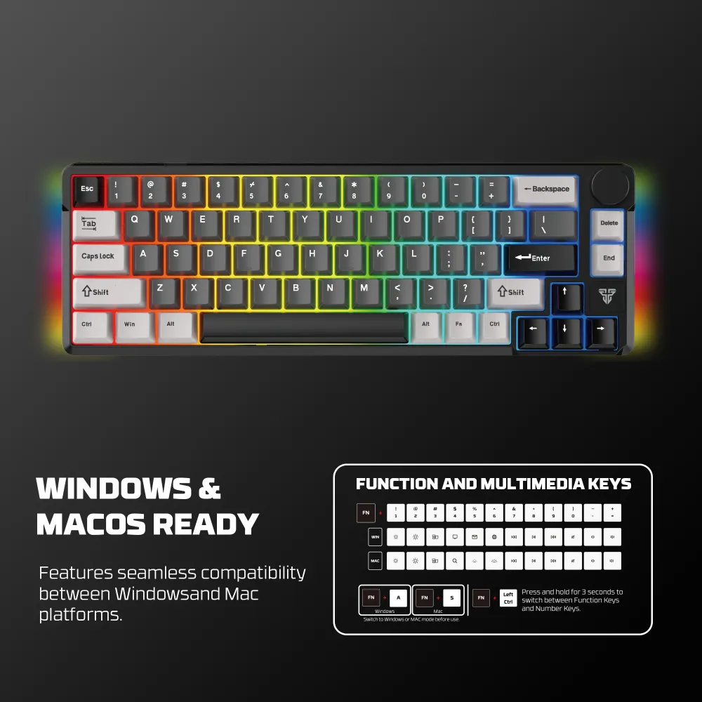 Tastatura Mehanicka Gaming Fantech MK919 Atom PRO66 siva (Blue switch)