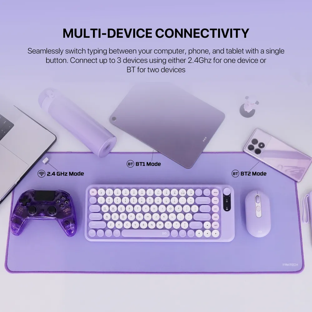 Combo mis tastatura wireless Fantech WK-898 GO mochi85 pink