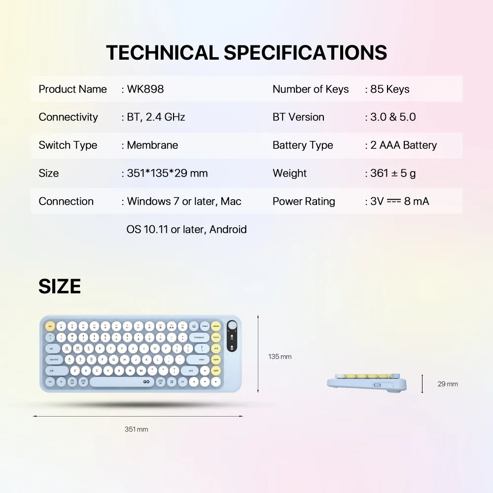 Combo mis tastatura wireless Fantech WK-898 GO mochi85 pink
