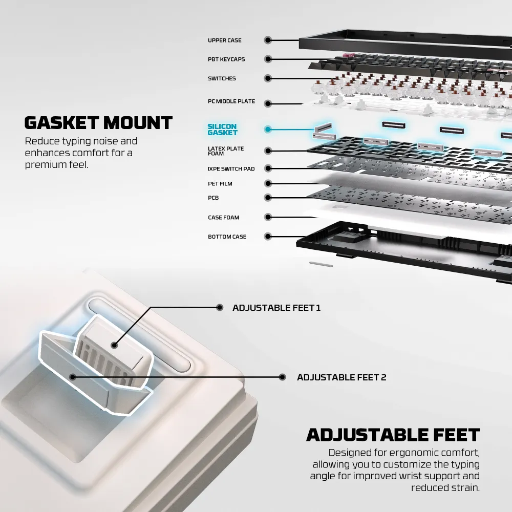Tastatura Mehanicka Gaming Fantech MK920 RGB Maxfit 6 Wireless bela (Brown switch)