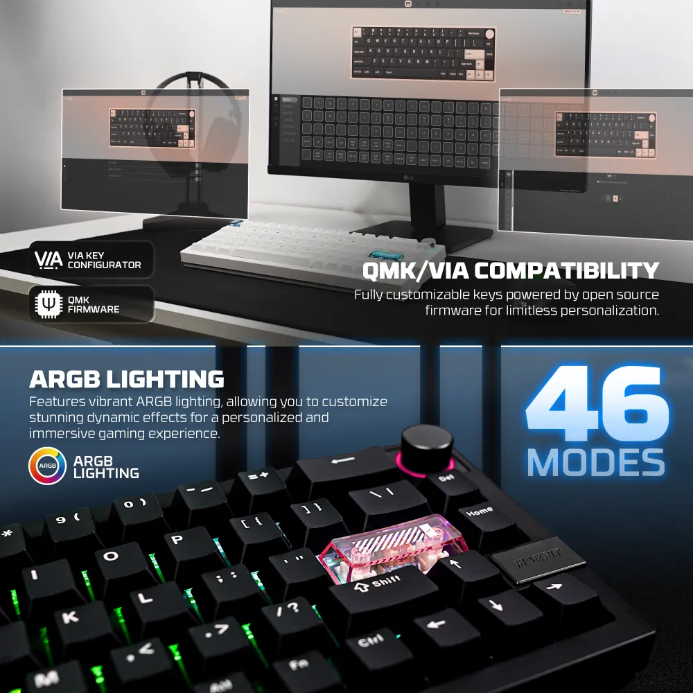 Tastatura Mehanicka Gaming Fantech MK920 RGB Maxfit 6 Wireless black (Brown switch)