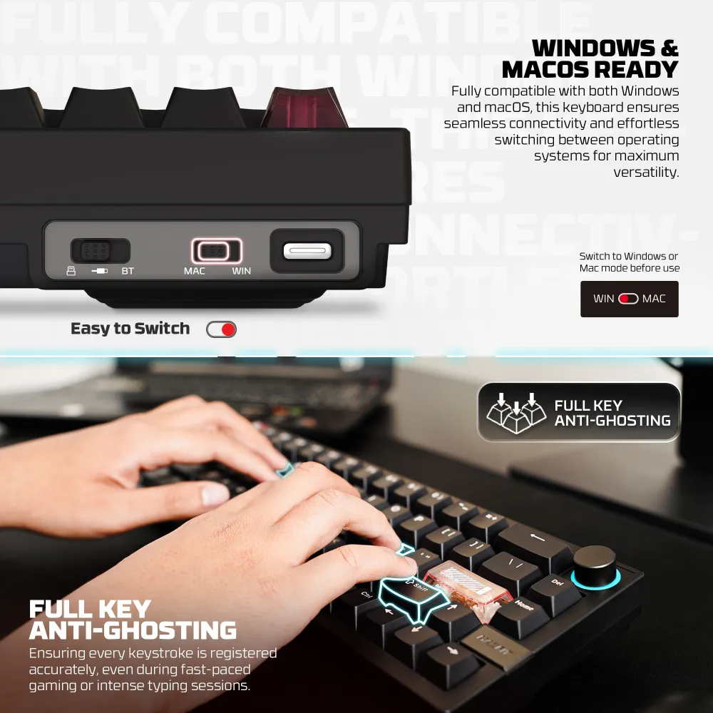 Tastatura Mehanicka Gaming Fantech MK920 RGB Maxfit 6 Wireless black (White switch)
