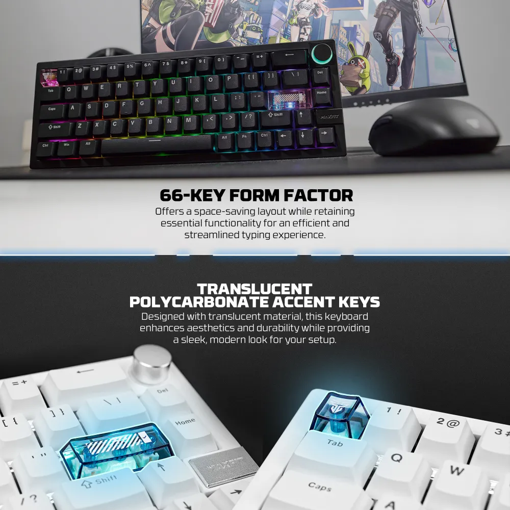 Tastatura Mehanicka Gaming Fantech MK920 RGB Maxfit 6 Wireless black (White switch)