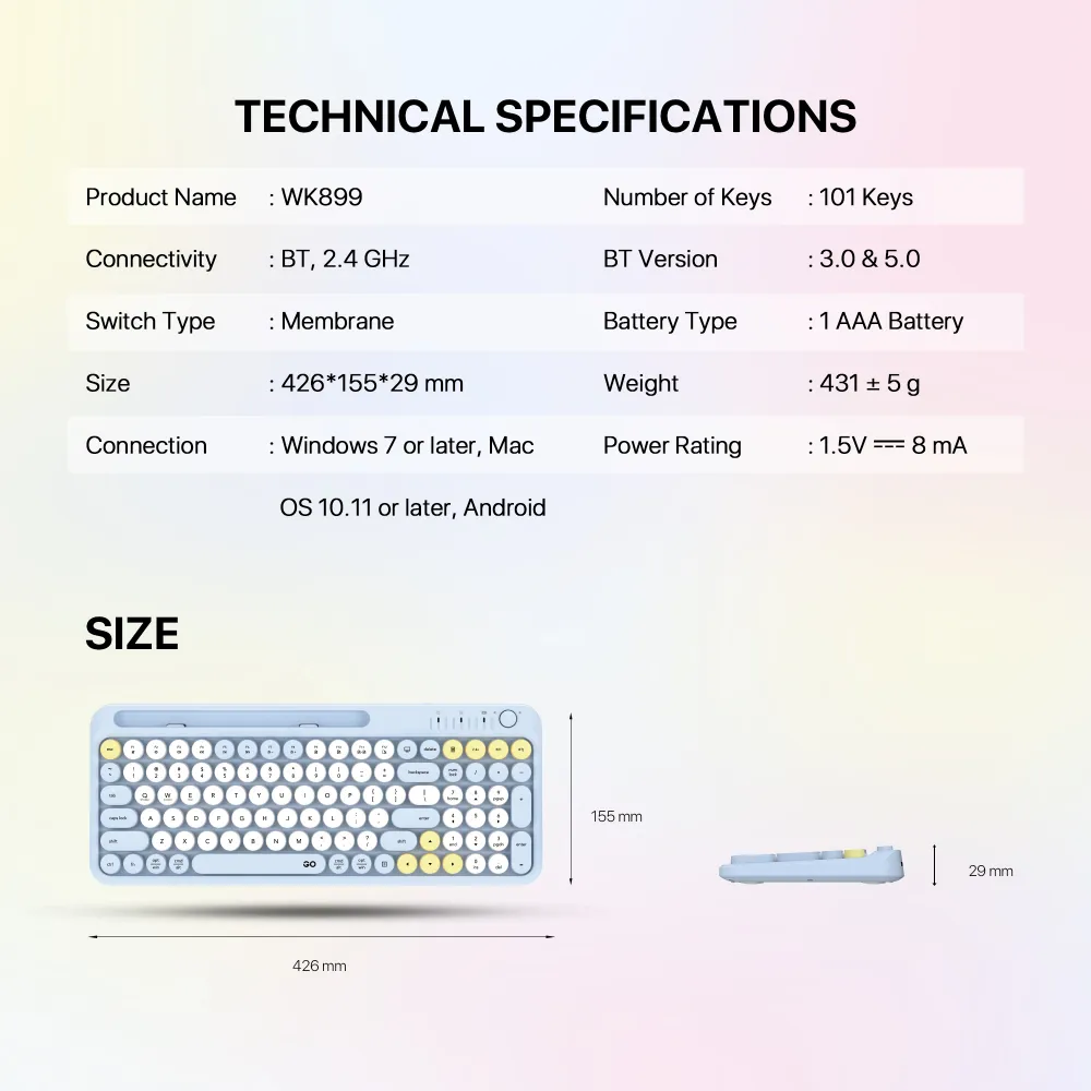 Combo mis tastatura wireless Fantech WK-899 GO mochi101 pink