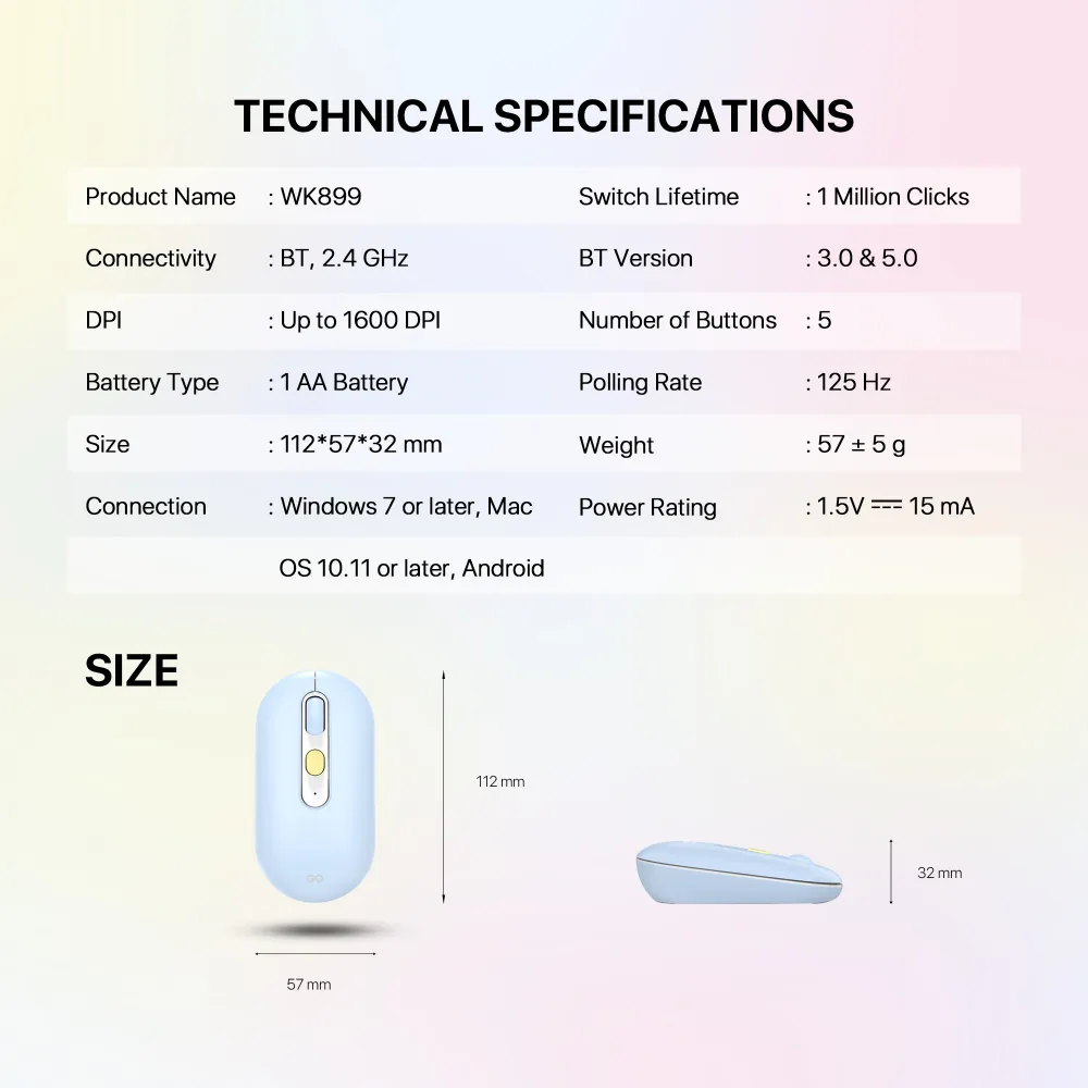 Combo mis tastatura wireless Fantech WK-899 GO mochi101 pink