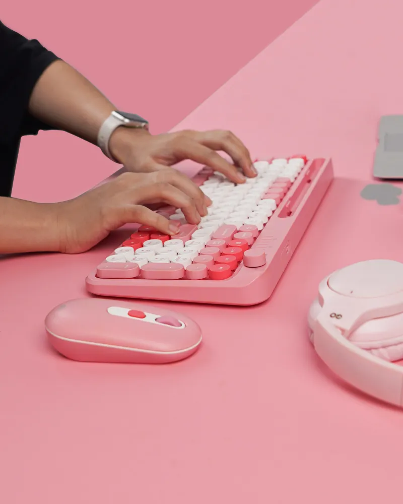 Combo mis tastatura wireless Fantech WK-899 GO mochi101 pink
