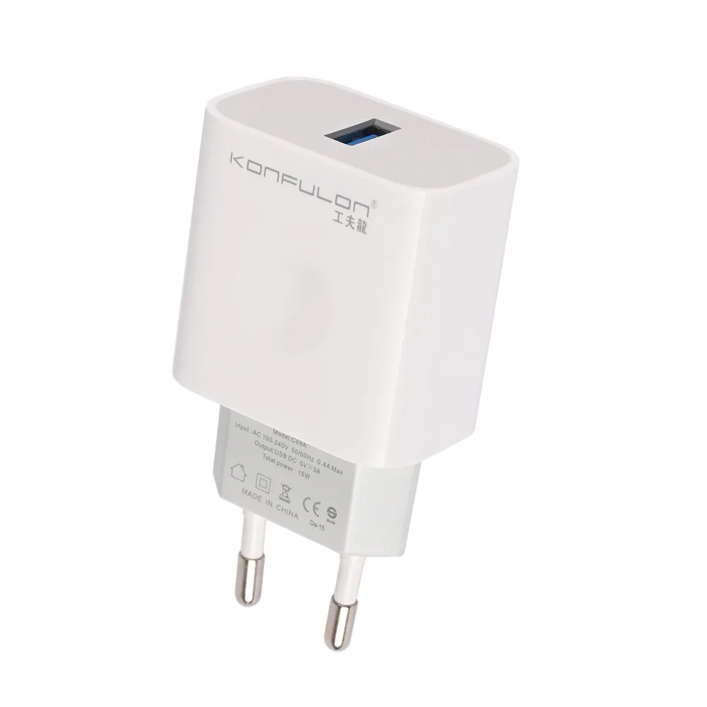 Kucni punjac KONFULON C69A+DC05 QC 15W, USB na iPhone lightning beli 1m
