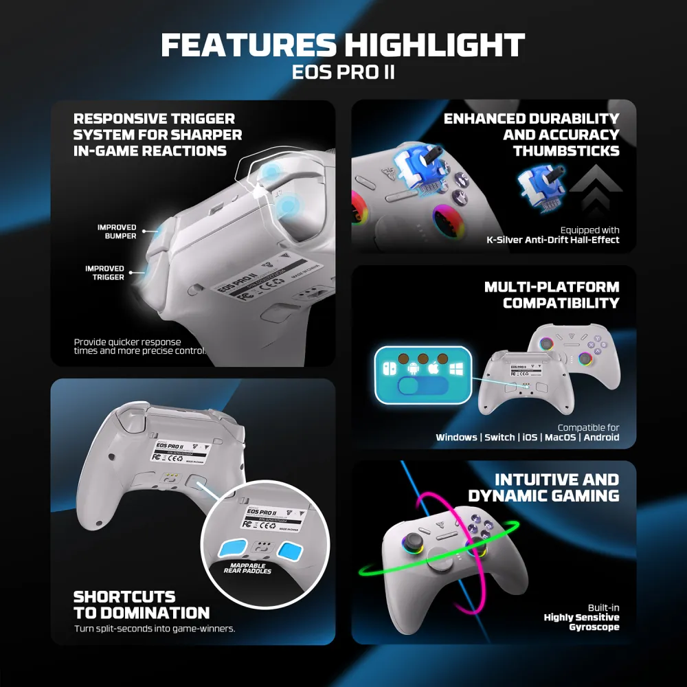 Joypad wireless Fantech WGP15V2 EOS PRO II multiplatform RGB sivi