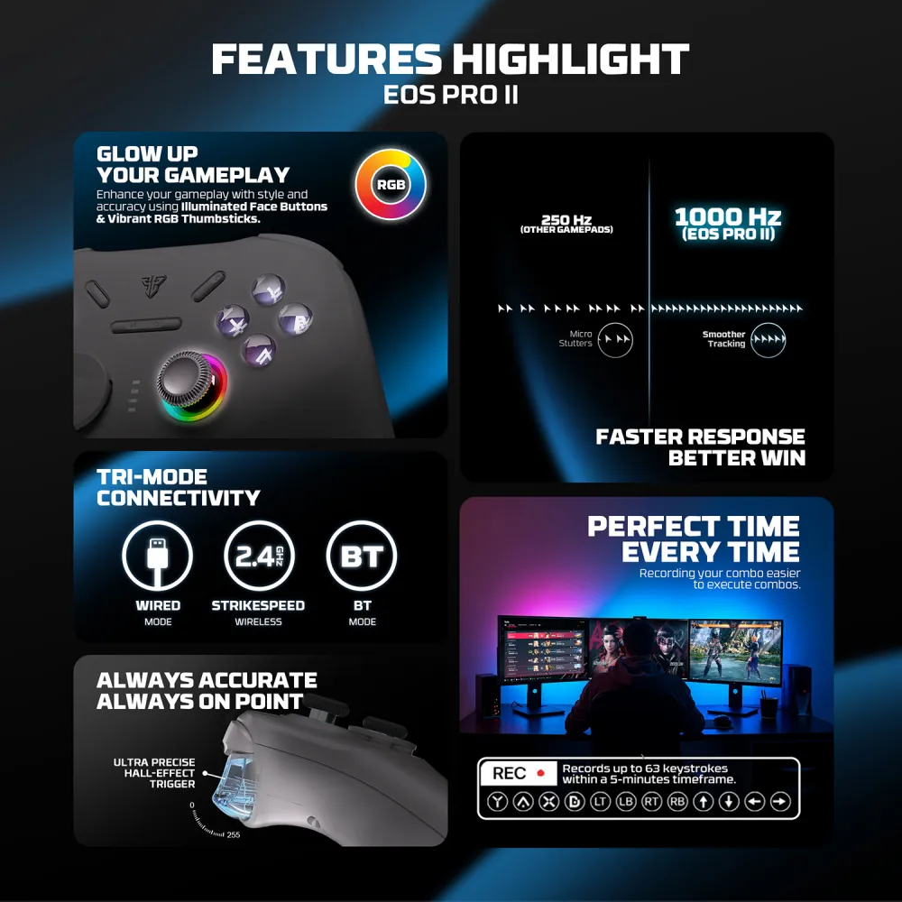 Joypad wireless Fantech WGP15V2 EOS PRO II multiplatform RGB sivi