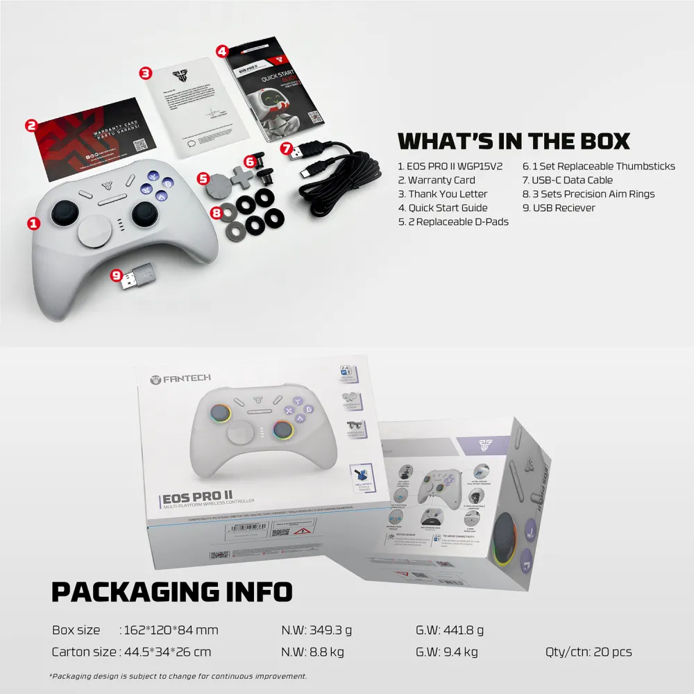 Joypad wireless Fantech WGP15V2 EOS PRO II multiplatform RGB sivi